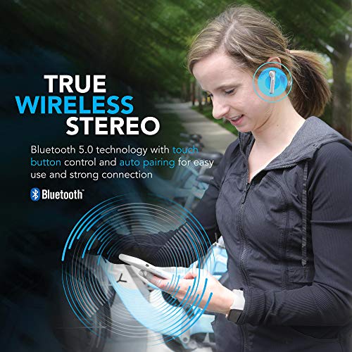 Wireless Gear Bluetooth 5.0 True Wireless Stereo Earbuds with Charging Case, White/Gray