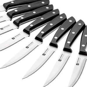 Premium 8-Piece German High Carbon Stainless Steel Serrated Steak Knife Set, Full Tang Steak Knives