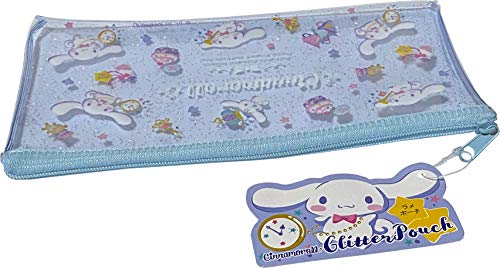 FRIEND Sanrio Cinnamoroll Flat Vinyl Glitter Pouch 20×10 cm Zipper Pen Accessories Case Bag (Happy)