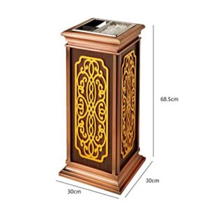 Trash Can Luxury Craft Ash Bucket Hotel Lobby Vertical Rubbish Bin Outdoor Waste Bin Square Garbage Can (Color : Bronze)