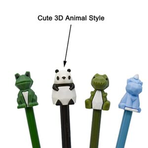 Maydahui 12PCS 3D Animal Shape Rollerball Pen Cute Cartoon Pens Black Gel Ink Dinosaur Frog Lion Panda Design forSchool Boys Student