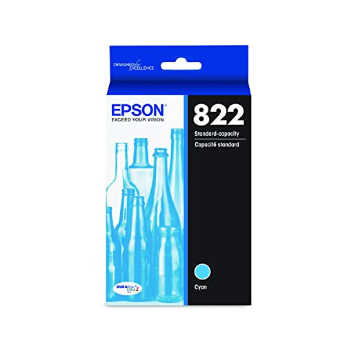 EPSON T822 DURABrite Ultra -Ink Standard Capacity Cyan -Cartridge (T822220-S) for Select Epson Workforce Pro Printers