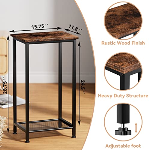 EKNITEY Small Tall Side Table - 28.75" H Telephone Table High End Table w/Storage Shelf for Corner Living Room Bedroom Entryway and Office
