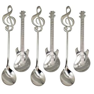 Maydahui 6PCS Guitar Spoons Music Note Teaspoon Set 18/10（304 ）Stainless Steel Musical Notation Dessert Spoon for Coffee Stirring Drink Mixing Milkshake Jam