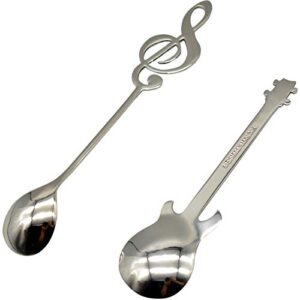 Maydahui 6PCS Guitar Spoons Music Note Teaspoon Set 18/10（304 ）Stainless Steel Musical Notation Dessert Spoon for Coffee Stirring Drink Mixing Milkshake Jam