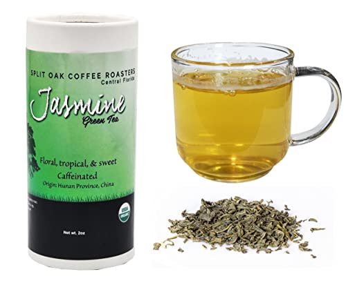 Green Tea Loose Leaf Organic, Jasmine Green Tea, Health, Strong and Natural Pure Leaf Tea. Best Organic Green Tea, Super Green Breakfast, Hot or Iced by Split Oak.