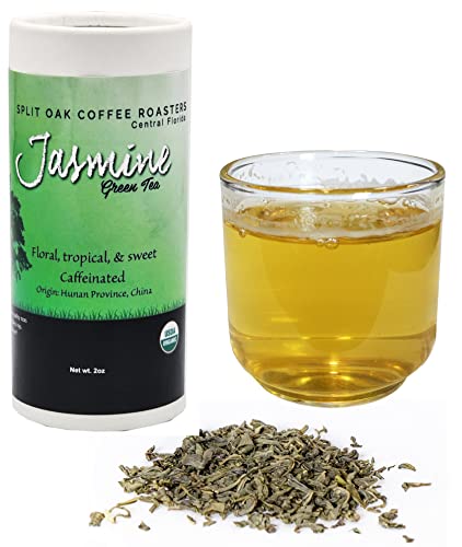 Green Tea Loose Leaf Organic, Jasmine Green Tea, Health, Strong and Natural Pure Leaf Tea. Best Organic Green Tea, Super Green Breakfast, Hot or Iced by Split Oak.