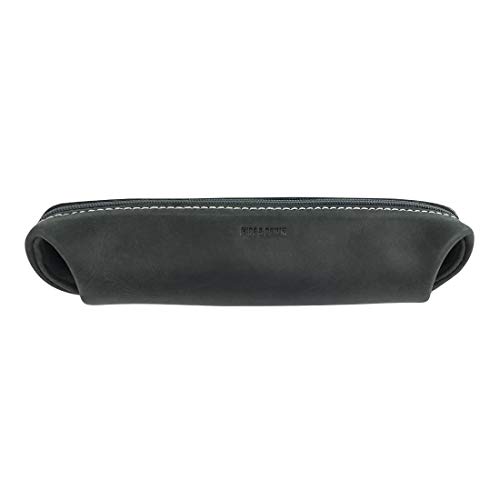 Hide & Drink, Pencil Case with Zipper - Handmade from Full Grain Leather - Convenient For School or Art Supplies, Pens, Pencils, Brushes, Makeup Bag - Perfect for Backpacks - Charcoal Black