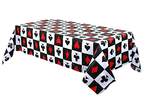 AMZPTBOY Casino Poker Themed Birthday Party Decorations -Plastic Table Cover for Arts & Crafts, Poker Patrol Party Supplies Game Night Party Magic Party for Las Vegas Theme Casino Party 1 Pack