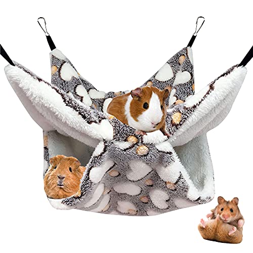 OINEEDU Pet Small Animal Cage Hammock Guinea Pig Rat Hammock- Soft Warm Bunkbed Hammock-Fit for Kitten,Ferret,Squirrel,Chinchilla,Rat,Hamster or Other Small Animals -13.39'' x 13.39'' (Love Coffee)