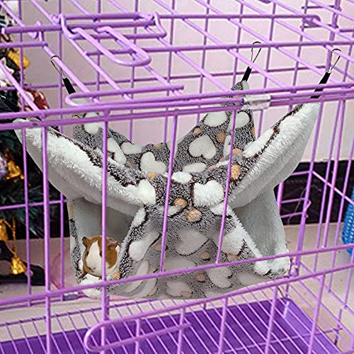 OINEEDU Pet Small Animal Cage Hammock Guinea Pig Rat Hammock- Soft Warm Bunkbed Hammock-Fit for Kitten,Ferret,Squirrel,Chinchilla,Rat,Hamster or Other Small Animals -13.39'' x 13.39'' (Love Coffee)