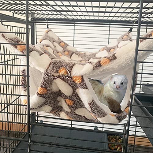 OINEEDU Pet Small Animal Cage Hammock Guinea Pig Rat Hammock- Soft Warm Bunkbed Hammock-Fit for Kitten,Ferret,Squirrel,Chinchilla,Rat,Hamster or Other Small Animals -13.39'' x 13.39'' (Love Coffee)