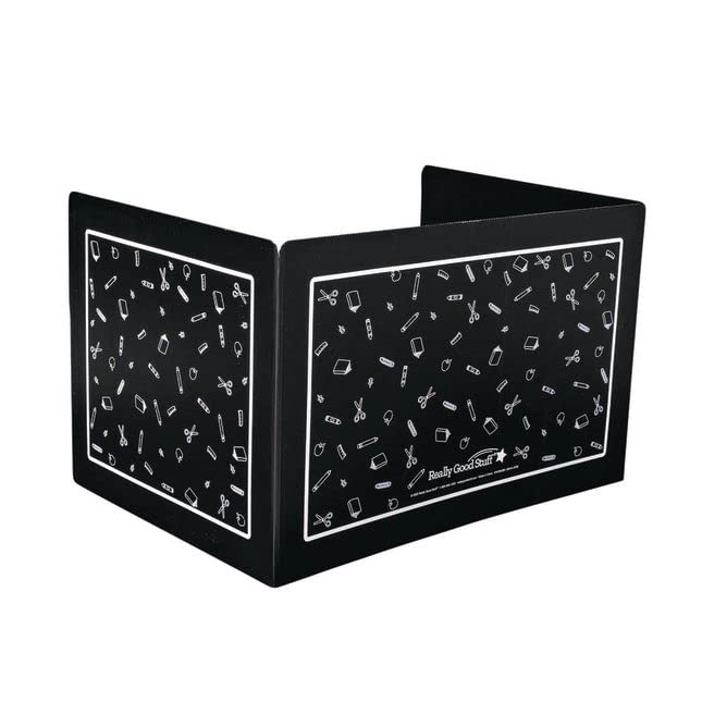 Really Good Stuff Plastic Privacy Shield for Student Desks – Single - Large - Study Carrel Reduces Distractions - Keep Eyes from Wandering During Tests, Black School Tools