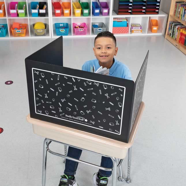 Really Good Stuff Plastic Privacy Shield for Student Desks – Single - Large - Study Carrel Reduces Distractions - Keep Eyes from Wandering During Tests, Black School Tools