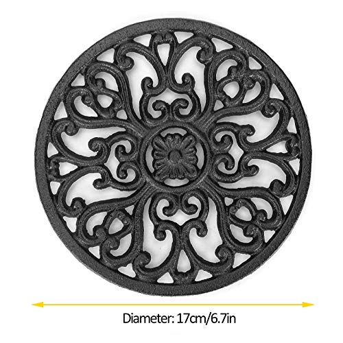 Trivet 6.7 Inch, Cast Iron Trivet With Rubber Pegs/Feet Non-Slip, Rustic Trivets For Hot Pots And Pans, Decorative Kitchen Trivet Mats Hot Pads Pot Coasters(2 Pack)