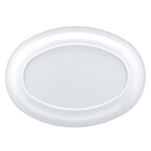 AmazonCommercial 13 in. x 9.75 in. White Melamine Oval Platter Narrow Rim - 6 Piece Set