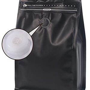 REMTAP Coffee Bags with Valve(50pcs,8 oz,1/2 lb) Black High Barrier Aluminumed Foil Flat Bottom Standing Coffee Beans Storage Bags,Reusable Heat Sealable Side Zipper Pouches for Home or Store