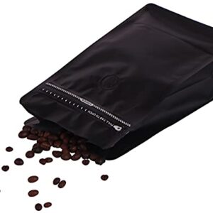 REMTAP Coffee Bags with Valve(50pcs,8 oz,1/2 lb) Black High Barrier Aluminumed Foil Flat Bottom Standing Coffee Beans Storage Bags,Reusable Heat Sealable Side Zipper Pouches for Home or Store