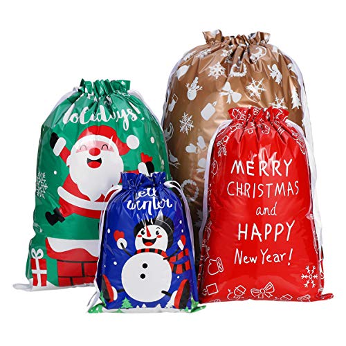 30PCS Christmas Drawstring Gift Bags Assorted Sizes Christmas Gift Wrapping Bags For Christmas Party Classroom Party Gift Giving