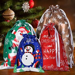 30PCS Christmas Drawstring Gift Bags Assorted Sizes Christmas Gift Wrapping Bags For Christmas Party Classroom Party Gift Giving