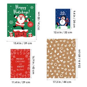 30PCS Christmas Drawstring Gift Bags Assorted Sizes Christmas Gift Wrapping Bags For Christmas Party Classroom Party Gift Giving