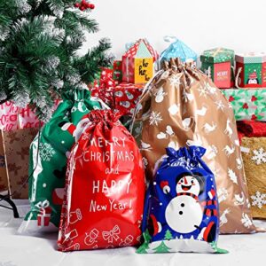 30PCS Christmas Drawstring Gift Bags Assorted Sizes Christmas Gift Wrapping Bags For Christmas Party Classroom Party Gift Giving