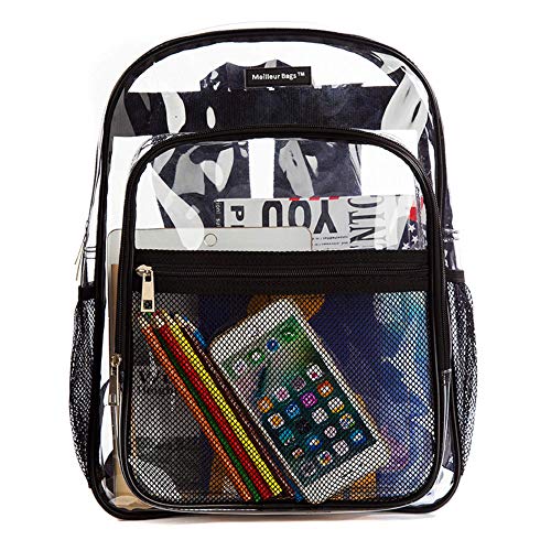 Meilleur Heavy Duty Clear Backpack Multi-Pocket Reinforced Padded Straps Book Clear Bag Backpack Transparent Durable School Bag Ideal for Mobile Laptop Casual Daypacks Adults