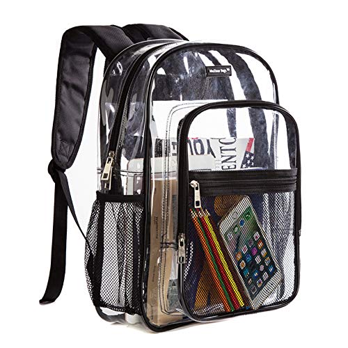 Meilleur Heavy Duty Clear Backpack Multi-Pocket Reinforced Padded Straps Book Clear Bag Backpack Transparent Durable School Bag Ideal for Mobile Laptop Casual Daypacks Adults