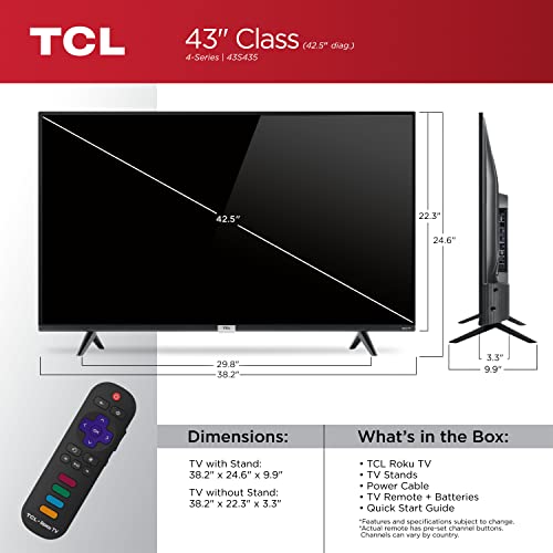 TCL 43-inch 4K UHD Smart LED TV - 43S435, 2021 Model