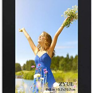 ZYUE 6x8 inch Picture Frame Made of Wood and High Definition Plexi Glass for Wall Mounting and Table Top Display Photo Frame Black