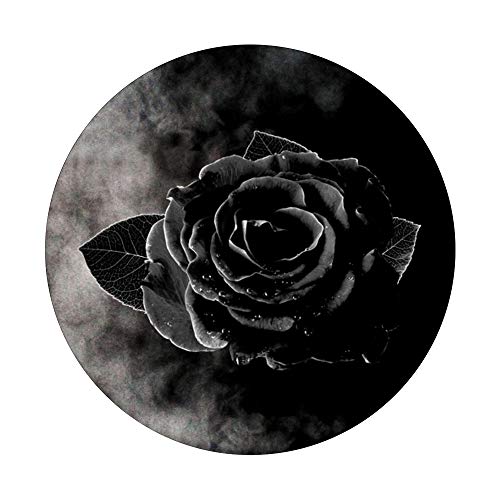 Beautiful Black Rose Flower Grayish-White Smoke Art PopSockets Swappable PopGrip