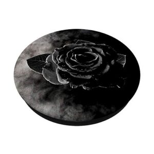 Beautiful Black Rose Flower Grayish-White Smoke Art PopSockets Swappable PopGrip