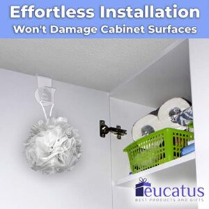 Space Saving, Damage Free Cabinet Door Hooks with Suction Cups. Great for Bathroom or Kitchen Cabinets. Best Multi Use Clear Hook for Storage and Organization. Perfect Removable, Under Sink Organizer