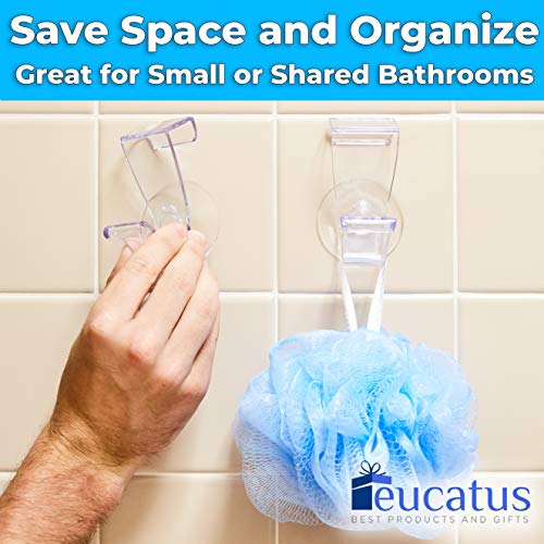 Space Saving, Damage Free Cabinet Door Hooks with Suction Cups. Great for Bathroom or Kitchen Cabinets. Best Multi Use Clear Hook for Storage and Organization. Perfect Removable, Under Sink Organizer