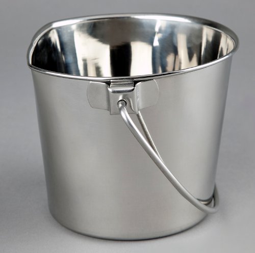 Advance Pet Product Heavy Stainless Steel Flat Bucket, 13 Quart Flat