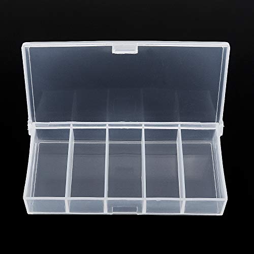 OriGlam 9.5cm / 3.74inch 5 Grids Clear Plastic Organizer Box Storage Container Box, Storage Clear Jewelry Box, Plastic Bead Storage Container Organizer Box