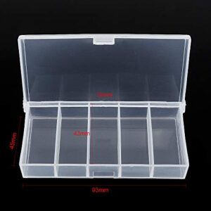 OriGlam 9.5cm / 3.74inch 5 Grids Clear Plastic Organizer Box Storage Container Box, Storage Clear Jewelry Box, Plastic Bead Storage Container Organizer Box