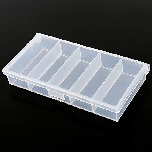 OriGlam 9.5cm / 3.74inch 5 Grids Clear Plastic Organizer Box Storage Container Box, Storage Clear Jewelry Box, Plastic Bead Storage Container Organizer Box