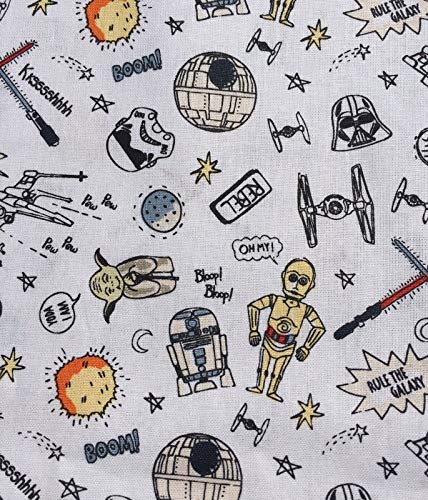 1/4 Yard - Star Wars C3PO R2D2 Yoda Sewing Fabric 100% Cotton - Fat Quarter (18" x 22")