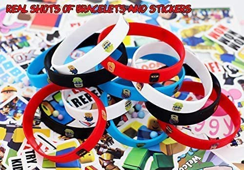 VIdeo Games Party Favors, 74Pcs Video Game Birthday Decorations Kit Include 12 Bracelets,12 Button Pins, 50 Stickers Party Supplies for Boys and Girls