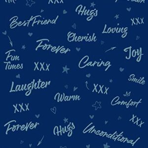 Chanasya Friends Forever Gift Throw Blanket - Super Soft Plush Fleece Laugh Hug Smile Joy Comfort Love Memories Best Friend Forever Gift Throw- for Women Men (50x65 Inches) - Blue Blanket