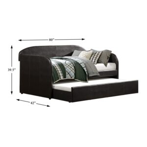 Lexicon Roland Faux Leather Daybed with Trundle in Dark Brown