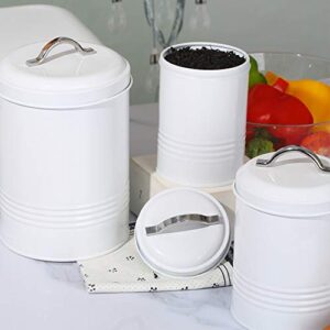 Nesting Canisters Sets for the Kitchen, Set of 4 Airtight White Farmhouse Canister Jars with Removable Chalkboard Labels and Marker, for Flour Sugar Coffee Tea Storage