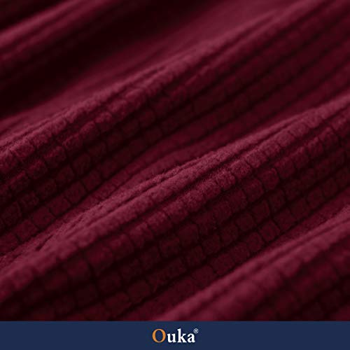 Ouka 1-Piece Slipcover, Superior Stretch Sofa Cover for 1-Seat, Soft Furniture Protector with Elastic Bottom(Wine, Small)