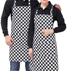 QCWQMYL 2 Set Grill Aprons for Men Waterproof Resistant Rain Bibs Apron Women with Pockets Back Straps for Kitchen