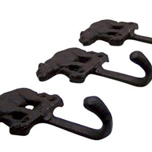 Metal Black Bear Wall Hooks Rustic Home Decor for Hanging Towels, Coats, Hats, Set of 3, 4 Inch