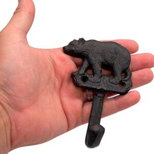 Metal Black Bear Wall Hooks Rustic Home Decor for Hanging Towels, Coats, Hats, Set of 3, 4 Inch