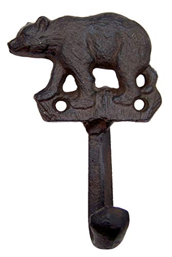 Metal Black Bear Wall Hooks Rustic Home Decor for Hanging Towels, Coats, Hats, Set of 3, 4 Inch