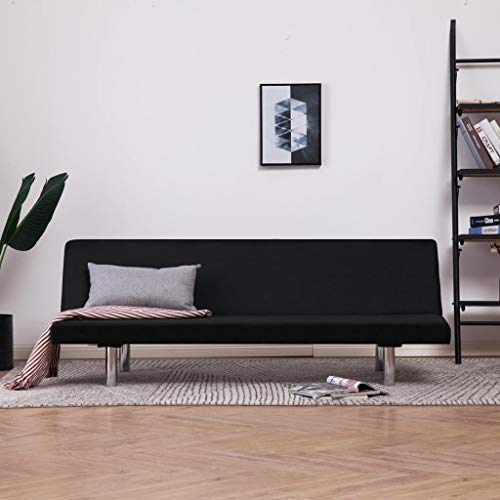 vidaXL Sofa Bed Adjustable Reclining Modern Home Living Room Couch Daybed Chaise Lounge Furniture Black Fabric