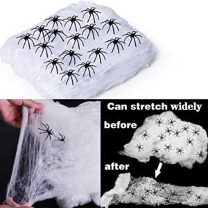 Festyle 1000ft Halloween Stretch Spider Webs Indoor & Outdoor Spooky Spider Webbing with 80 Fake Spiders for Halloween Decorations